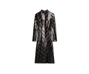 Chevron mid-length dress with open back for women Superdry Noir 2XS