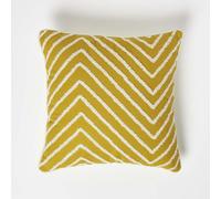 Homescapes Mustard Yellow Tufted Cotton Cushion Mustard