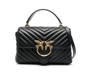 Chevron Quilted Black Leather Shoulder Bag - female - PINKO - Handbags - Black - ONE SIZE - Bags ONE SIZE