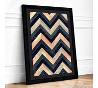 Chevron Rhythm Geometric Framed Wall Art Print A2 (59.4×42cm) Black, Wall Decor for Living Room, Bedroom, Office & Home, Ready to Hang, Art Gift