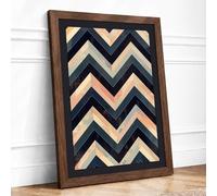 Chevron Rhythm Geometric Framed Wall Art Print A2 (59.4×42cm) Walnut, Wall Decor for Living Room, Bedroom, Office & Home, Ready to Hang, Art Gift