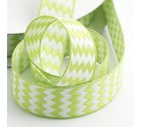 Chevron Ribbon 15mm x 10 Metres - Green