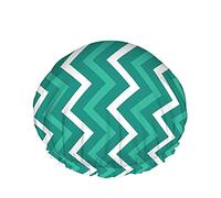 Chevron Shower Cap,Blue And White Chevron Pattern Waterproof Double Layer Bath Caps Perfect For All Hair Lengths And Thicknesses