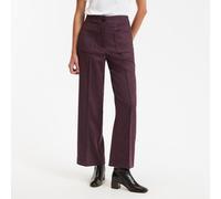 Chevron Straight Ankle Grazer Trousers Burgundy Red