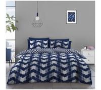 Chevron Triangle Soft & Cosy Reversible Double Bed Complete Bedding Sets With Matching Pillow Case, Fitted Sheet, Duvet Cover, Multi