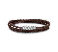 Chevron Triple Wrap Bracelet in Brown Leather and Sterling Silver, 3mm - Size Medium