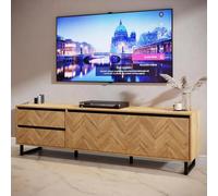 Chevron TV Unit - 1 Door - 2 Drawer - 186.4cm - Large - Oak