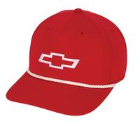 Chevy Bowtie Captain's Cord Snapback Hat - Officially Licensed Chevrolet Rope Cap, Red, One size