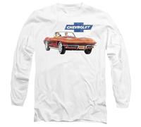 Chevy Corvette Vintage Ad Unisex Long Sleeve T Shirt, White, X-Large