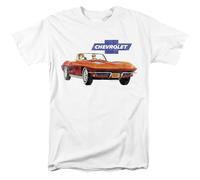 Chevy Corvette Vintage Ad Unisex T Shirt, White, X-Large