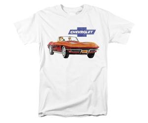 Chevy Corvette Vintage Ad Unisex T Shirt, White, X-Large