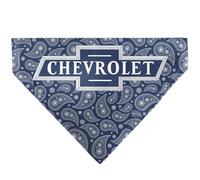 Chevy Pet Bandana Chevrolet 1940 Bowtie Text Logo Paisley Blue White Slip On Collar Bandana Only