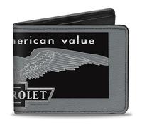 Chevy Wallet, Bifold, Chevrolet the Great American Value Eagle Light Blue Black, Vegan Leather