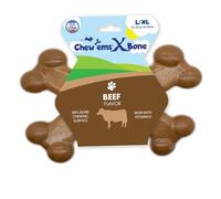 Chew’EMS X Bone Dog Chew Toy for Aggressive Chewers - Long-Lasting Beef Flavor Nylon Bone - Durable, Rawhide-Free Dental Toy - Large Size - Made in USA