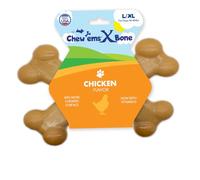 Chew’EMS X Bone Dog Chew Toy for Aggressive Chewers - Long-Lasting Chicken Flavor Nylon Bone - Durable, Rawhide-Free Dental Toy - Large Size - Made in USA