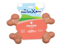 Chew’EMS X Bone Dog Chew Toy for Aggressive Chewers - Long-Lasting Salmon Flavor Nylon Bone - Durable, Rawhide-Free Dental Toy - Giant Size - Made in USA