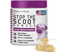 Chew + Heal Labs Glands Bowel Support - 155g (5.4oz) of Stop The Scoot Powder for Scooting, Healthy Anal Glands, and Digestive Health - Made with Pumpkin Powder for Dogs