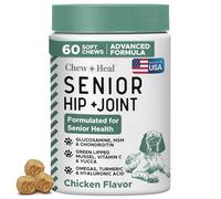 Chew + Heal Labs Glucosamine for Dogs - Hip and Joint Supplement for Senior Dogs - 60 Soft Chews for Mobility Support - With Glucosamine, MSM, Chondroitin & Green Lipped Mussel