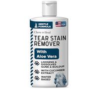 Chew + Heal Labs Pet Tear Stain Remover for Dogs - 120ml (4oz) Water-Based Dog Eye Wash & Cleaner - Dissolves Gunk & Buildup - Aloe Vera & Cucumber Extract