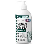 Chew + Heal Vegan Omega 3 for Dogs - Fish Free Algae Oil - 4 oz Plant Based Omega 3 & 6 with EPA, DHA & DPA - Skin & Coat Support