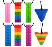 Chew Necklace,8 Pcs Sensory Chew Necklace Rainbow Color Teether Chew Toys for Kids Boys,Girls,ADHD,Autism,Biting,Food Grade Silicone Safety
