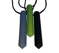 Chew Necklace Chewelry Sensory Chewlery for Kids or Adults with Autism ADHD Who Need to Stim Chew Bite or Fidget Chewy Aids Help Concentration Biting Bundle 3 Pack (Black Green Grey)