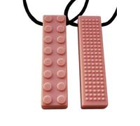Chew Necklace Chewelry Sensory Discreet Chewlery for Adults, Teens or Kids, Autism Chew ADHD, Stim Chew Bite or Fidget Chewy Aids Help Concentration Biting Brick 2 Pack (Coral Pink)