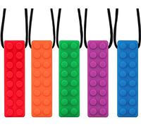 Chew Necklace, Sensory Chew Necklace Bundle for Kids with Chewing, ADHD, Autism, Biting Needs, Oral Motor Chewy, Silicone Necklace Made from Food Grade Silicone Safety, for Boys&Girls(5 PCS)