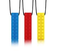 Chew Necklace, Sensory Chew Necklace Bundle for Kids with Teething, ADHD, Autism, Biting Needs, Silicone Necklace Made from Food Grade Silicone Safety, for Boys&Girls(3 PCS)