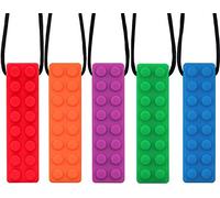 Chew Necklace Set, Made from Food Grade Silicone Safety for Kids Chewing, Perfect for Autistic, ADHD, Oral Motor Boys and Girls Children-Blue,Red,Yellow,Orange