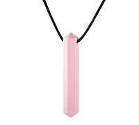Chew Necklaces- Chew Toys for Autistic Children Best for Kids or Adults That Like Biting or Have Autism - Perfectly Textured Silicone Chewy Toys - Chewing Pendant for Boys & Girls (Pink)