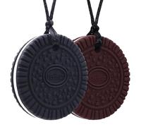 Chew Necklaces for Sensory Kids, 2 Pack Silicone Chewy Necklace Sensory Toys for Boys and Girls with Chewing, Autism, ADHD, SPD, Oral Motor Anxiety Pendant for Adults