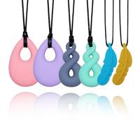 Chew Necklaces for Sensory Kids Boys Girls, 6 Pack Silicone Sensory Chewy Necklace Mouth Fidgets Chewing Necklace for Kids Adults with Autism Anxiety ADHD, BPA Free