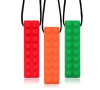 Chew Necklaces for Sensory Kids, Sensory Chew Necklace Bundle for Kids with Chewing, Perfectly Textured Silicone Chew for Biting, Teething Anxiety Needs 3 Pack