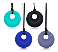 Chew Necklaces for Sensory Kids, Silicone Chewy Necklace Sensory 4 Pack for Boys Girls with Autism ADHD Anxiety Reduce Fidgeting, Oral Chew Toys for Kids and Adults Chewing, BPA Free
