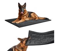 Chew Proof Dog Crate Pad for Aggressive Chewers, Indestructible Waterproof Dog Bed, Durable Machine Washable Dog Crate Mat for Large Dogs, Tough Indoor Outdoor Kennel Pad (Black, Medium (22"x35"))
