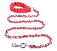 Chew Proof Dog Leash 5.5ft Heavy Duty Dog Leashes Metal Pet Chain Lead with Soft Rope Handle for Medium Large Dogs