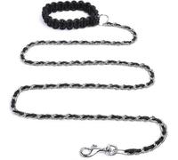 Chew Proof Dog Leash 5.5ft Heavy Duty Dog Leashes Metal Pet Chain Lead With Soft Rope Handle For Med-FCY,z