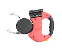 Chew-Proof Retractable Dog Leash for Medium/Large Dogs up to 50kg, with Tangle-Free 360° Swivel, One-Hand Brake & Lock, Built-in Poop Bag and Night Light(Red)