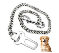 Chew Proof Stainless Steel Dog Car Tether, Universal Anti-Crash Pet Safety Seat Belt with 360° Swivel Buckle, Heavy Duty Vehicle Travel Restraint Strap for Small Medium Large Dogs Cars SUV (31.5 Inch)