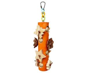 Chew Toy Wooden Pine Cones Block Bar 4 x 4 x 26 cm Interactive Cage Accessories Orange Green Beak Care Activity Toy for Small Medium