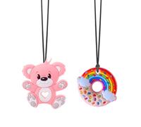 Chew Toys for Autistic Children, 2 Pack Food Grade Silicone Sensory Chew Necklaces Teether Teething Toys for Autistic Children Boys Girls with Teething, Biting Needs, Oral Motor Chewy Teether, ADHD