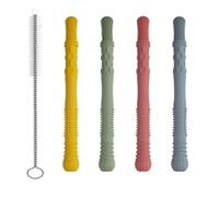 Chew Toys for Autistic Children 4 Pcs, Calming Sensory Chewy Toys for Autism, ADHD & SPD, Food-Grade Silicone Chew Buddy (162mm) with Cleaning Brush, Stress Relief & CE Certified (Group 2)