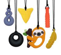 Chew Toys for Autistic Children,6 Pack Chewy Necklace BPA Free, Food- Grade Silicone Autism Chew Toys,Sensory Chew Necklace for Autism, ADHD, Anxiety, SPD, Teething or Other Special Needs