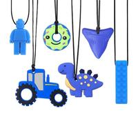 Chew Toys for Autistic Children, 6 Pack Sensory Chew Necklace Safety Food Grade Silicone Chew NecklacesAutism Chew Toys for Kids with ADHD, Anxiety, Autistic,Teething, Biting Needs