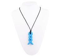 Chew Twist Pendant Training and Development Fidget Chew Necklace for Sensory,Oral Motor, Anxiety, Autism, ADHD (Blue)