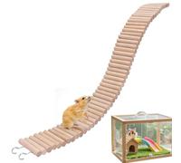 Chewable Climbing Ramp Fence - Small Animal Wooden Bridge Ladder Toy, Pet Cage Activity Structure | Natural Wood Exercise Accessory, Gerbil Mouse Chinchilla Chipmunk Sugar Glider Habitat Enrichment Pl