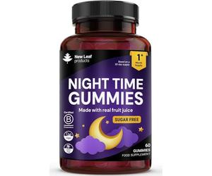 Chewable Night Time Sleep Gummies - Enriched with Vitamin B6 and Magnesium - Sugar Free - High Strength for Adults - No Artificial Colours or Flavours - Vegan, Made with Real Fruit Juice