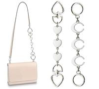 Chewarelly 2Pcs Purse Extender Chain Bag Strap Extension Replacement for Women, Girl Purse Bag Making Supplies(White Moon Heart with Silver Buckle)