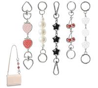 Chewarelly 5Pcs Purse Extender Chain Bag Strap Extension Replacement for Women, Girl Purse Bag Making Supplies(Strawberry Flower Star Cherry Pearl with Silver Buckle)